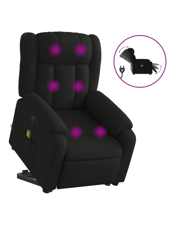 Elektrisks masāžas krēsls, paceļams, atgāžams, melns audums