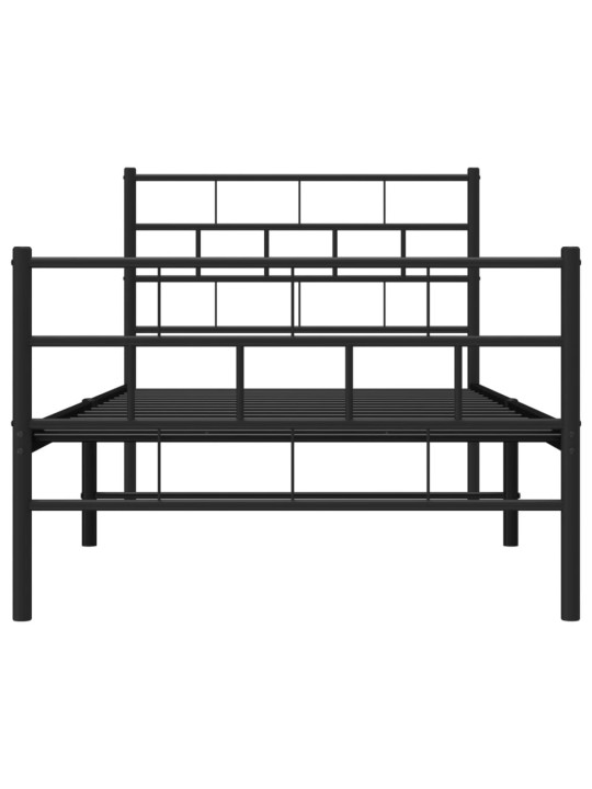 Gultas rāmis ar galvgali un kājgali, melns metāls, 100x190 cm