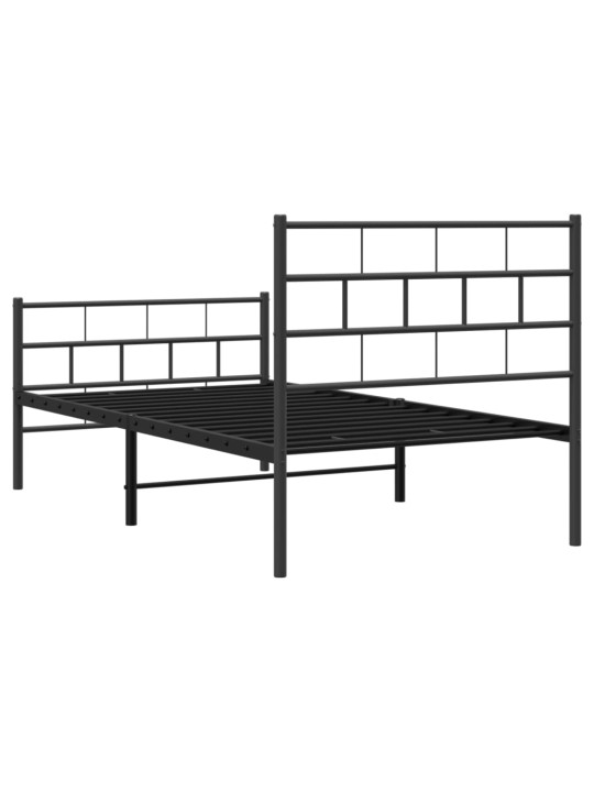 Gultas rāmis ar galvgali un kājgali, melns metāls, 100x190 cm
