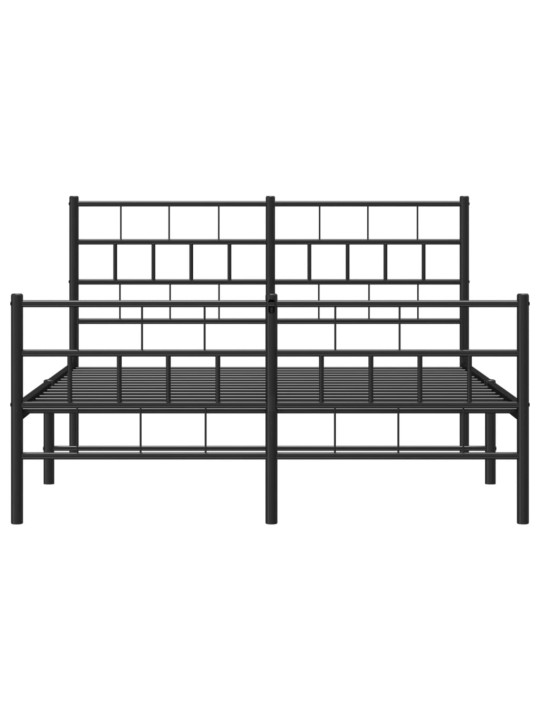 Gultas rāmis ar galvgali un kājgali, melns metāls, 120x200 cm