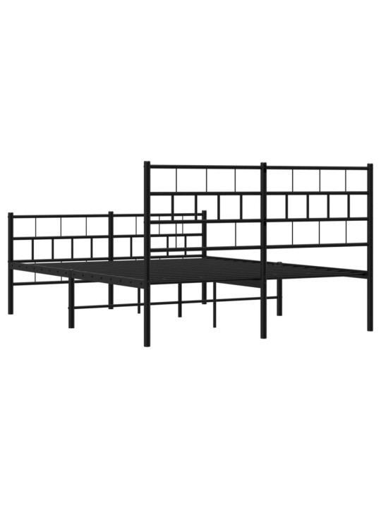 Gultas rāmis ar galvgali un kājgali, melns metāls, 120x200 cm