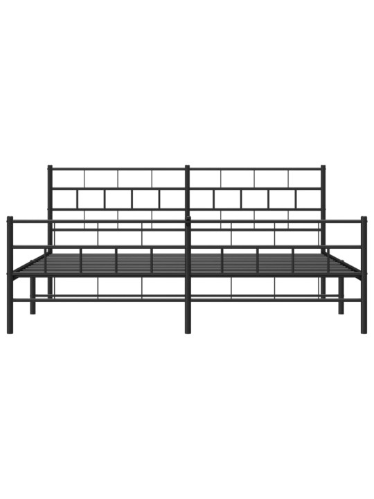Gultas rāmis ar galvgali un kājgali, melns metāls, 200x200 cm