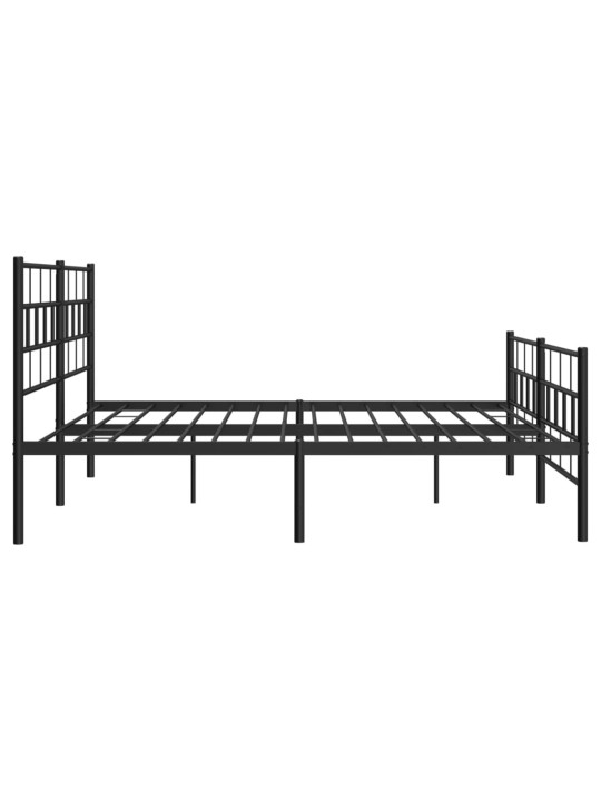 Gultas rāmis ar galvgali un kājgali, melns metāls, 200x200 cm