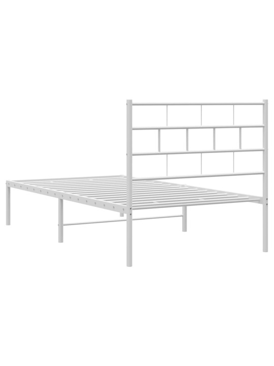 Gultas rāmis ar galvgali, balts metāls, 100x200 cm