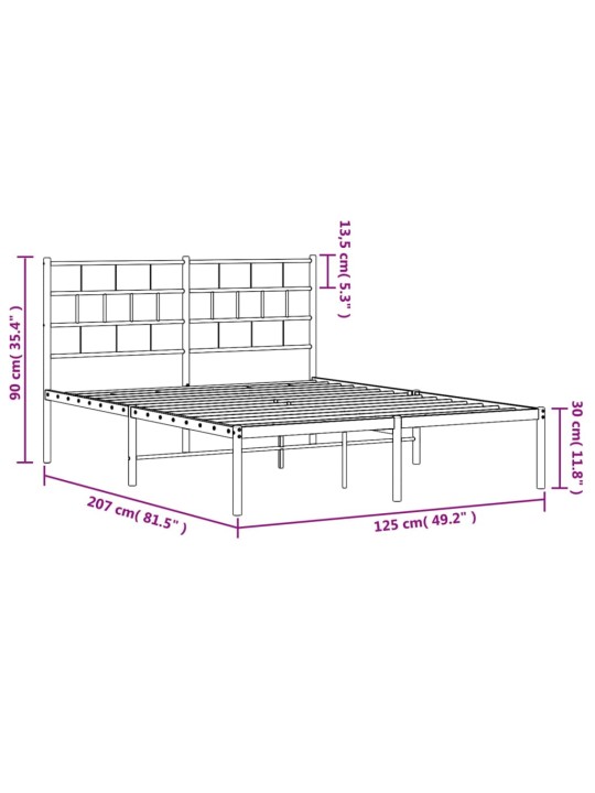 Gultas rāmis ar galvgali, balts metāls, 120x200 cm