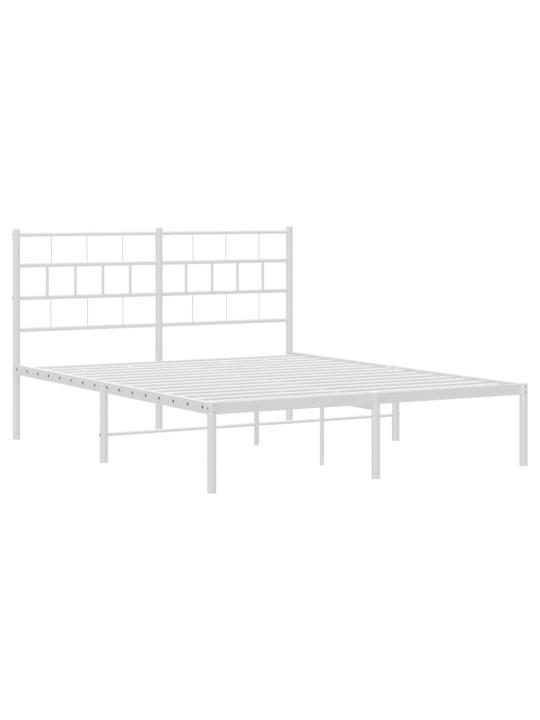 Gultas rāmis ar galvgali, balts metāls, 135x190 cm