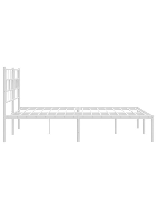 Gultas rāmis ar galvgali, balts metāls, 135x190 cm