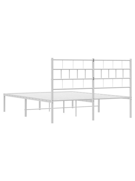 Gultas rāmis ar galvgali, balts metāls, 150x200 cm