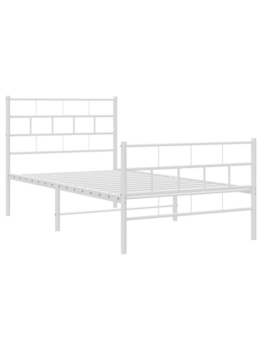 Gultas rāmis ar galvgali un kājgali, balts metāls, 80x200 cm