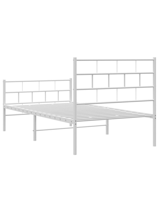 Gultas rāmis ar galvgali un kājgali, balts metāls, 80x200 cm