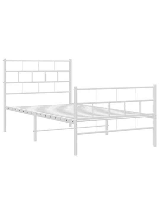 Gultas rāmis ar galvgali un kājgali, balts metāls, 90x200 cm