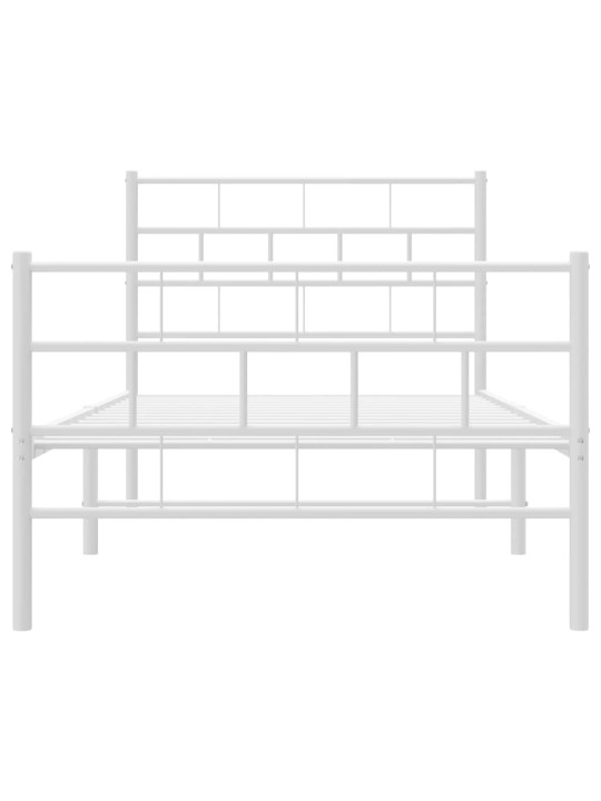 Gultas rāmis ar galvgali un kājgali, balts metāls, 90x200 cm