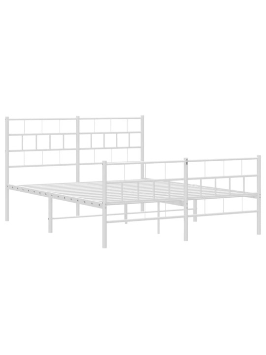 Gultas rāmis ar galvgali un kājgali, balts metāls, 135x290 cm