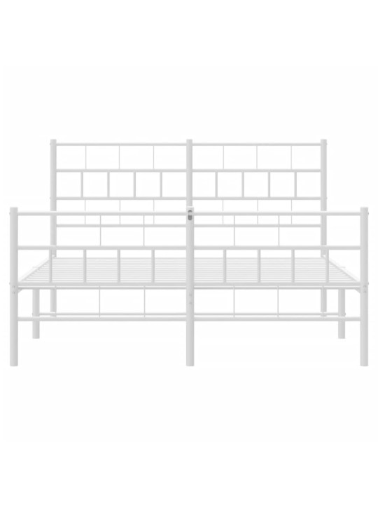 Gultas rāmis ar galvgali un kājgali, balts metāls, 140x190 cm