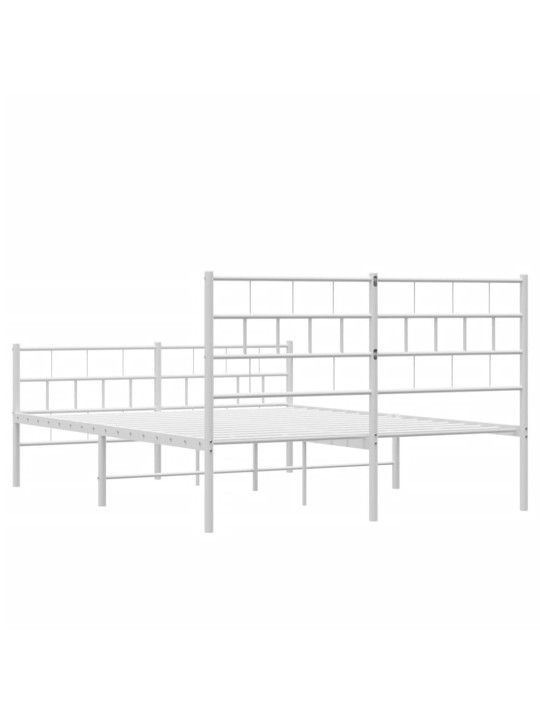 Gultas rāmis ar galvgali un kājgali, balts metāls, 140x190 cm
