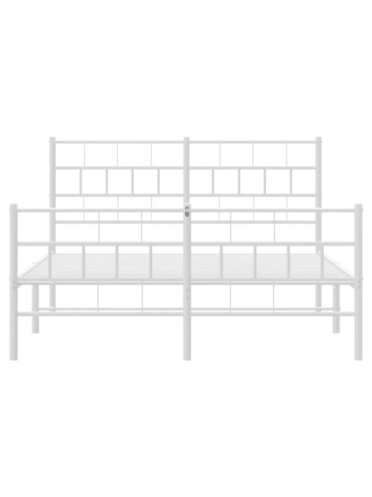 Gultas rāmis ar galvgali un kājgali, balts metāls, 150x200 cm