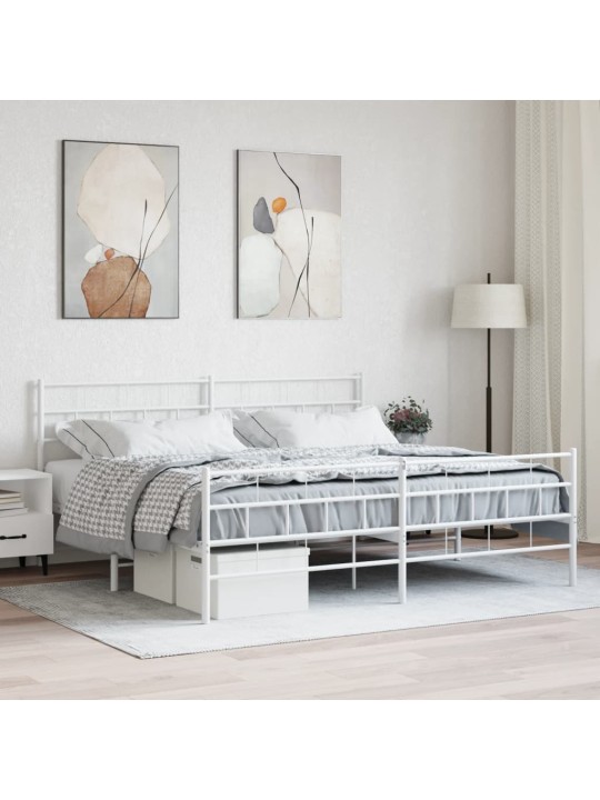 Gultas rāmis ar galvgali un kājgali, balts metāls, 180x200 cm