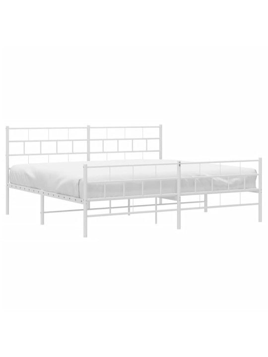 Gultas rāmis ar galvgali un kājgali, balts metāls, 200x200 cm