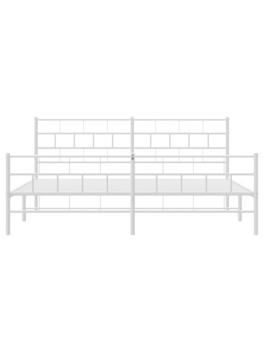 Gultas rāmis ar galvgali un kājgali, balts metāls, 200x200 cm