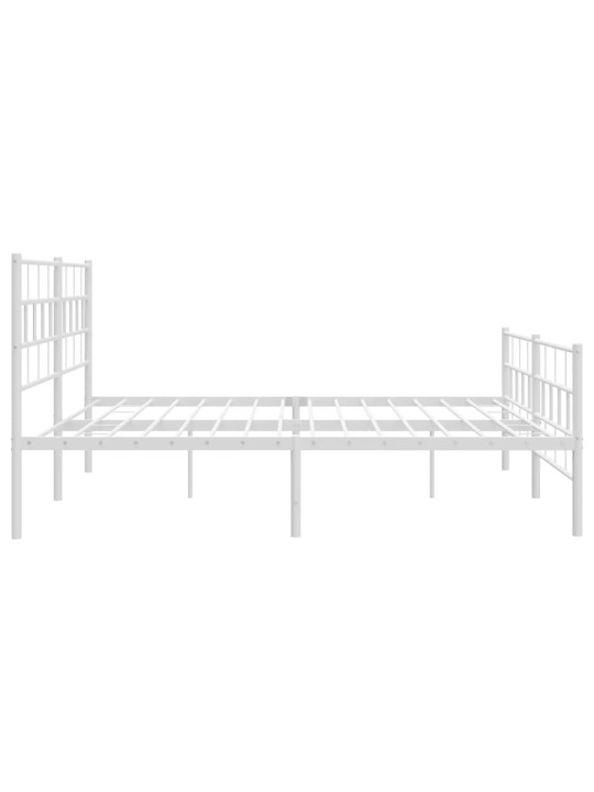 Gultas rāmis ar galvgali un kājgali, balts metāls, 200x200 cm