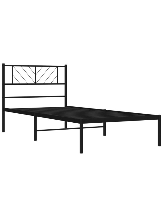 Gultas rāmis ar galvgali, melns metāls, 100x200 cm