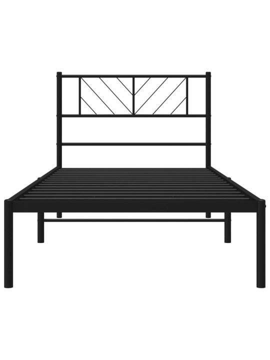 Gultas rāmis ar galvgali, melns metāls, 100x200 cm