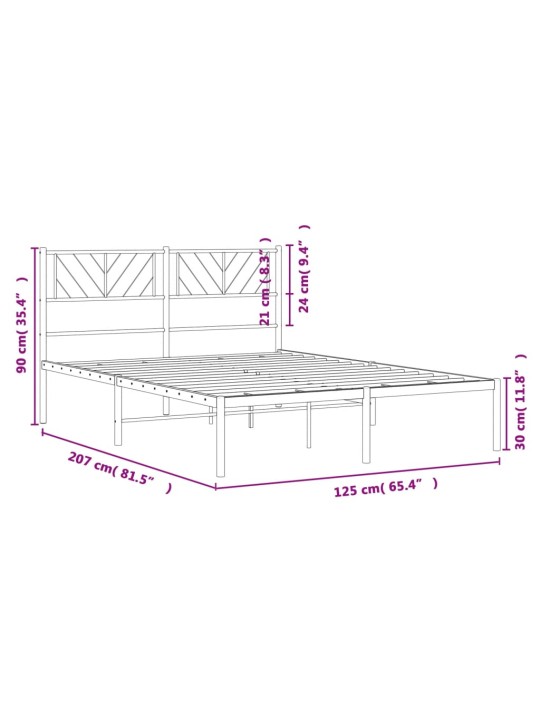 Gultas rāmis ar galvgali, melns metāls, 120x200 cm