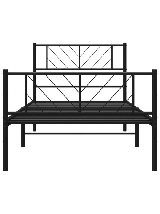 Gultas rāmis ar galvgali un kājgali, melns metāls, 100x200 cm