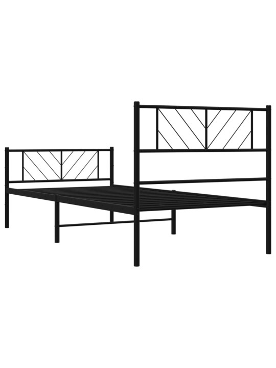 Gultas rāmis ar galvgali un kājgali, melns metāls, 100x200 cm