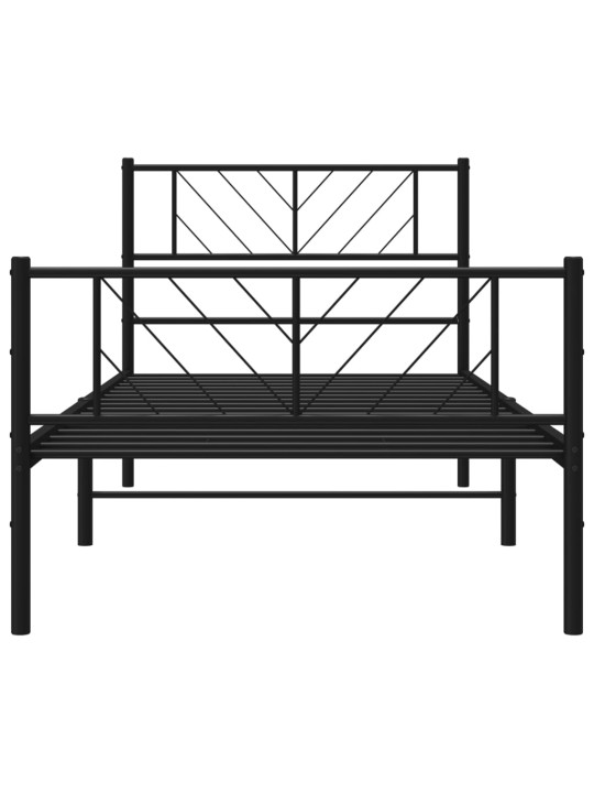 Gultas rāmis ar galvgali un kājgali, melns metāls, 107x203 cm