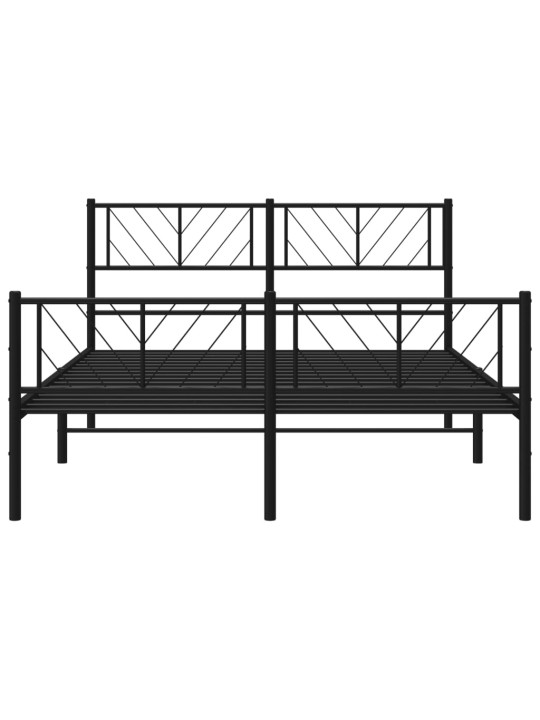 Gultas rāmis ar galvgali un kājgali, melns metāls, 120x190 cm