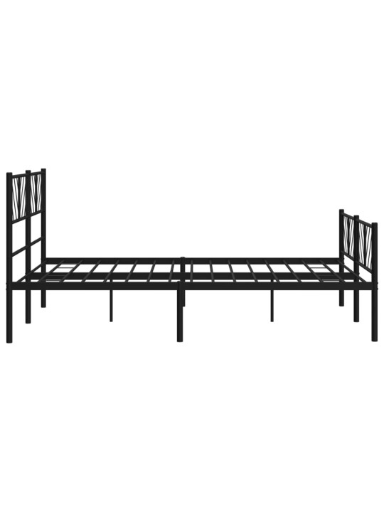 Gultas rāmis ar galvgali un kājgali, melns metāls, 120x190 cm