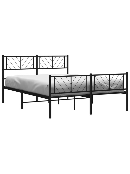 Gultas rāmis ar galvgali un kājgali, melns metāls, 135x190 cm
