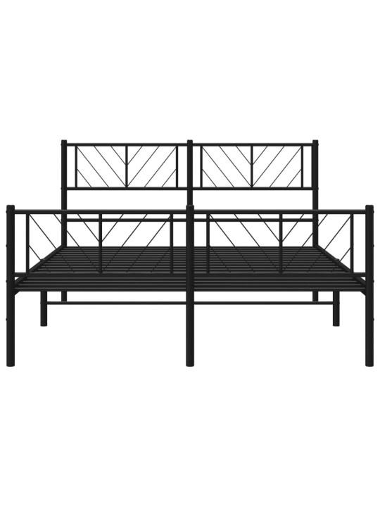 Gultas rāmis ar galvgali un kājgali, melns metāls, 135x190 cm