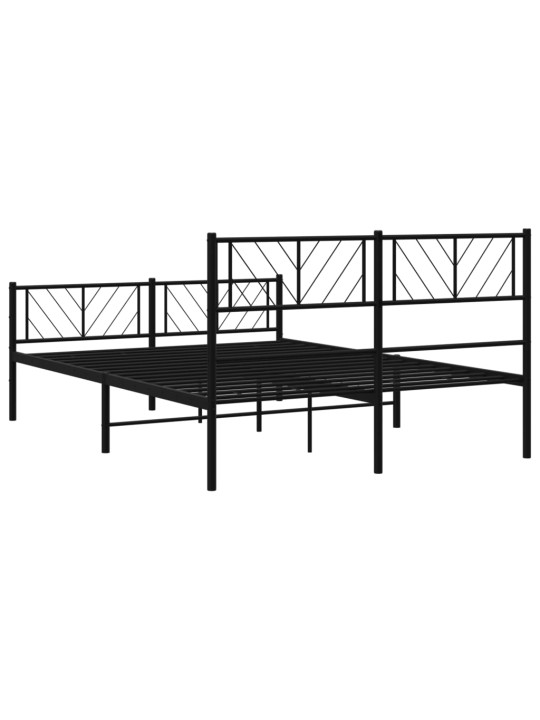 Gultas rāmis ar galvgali un kājgali, melns metāls, 135x190 cm