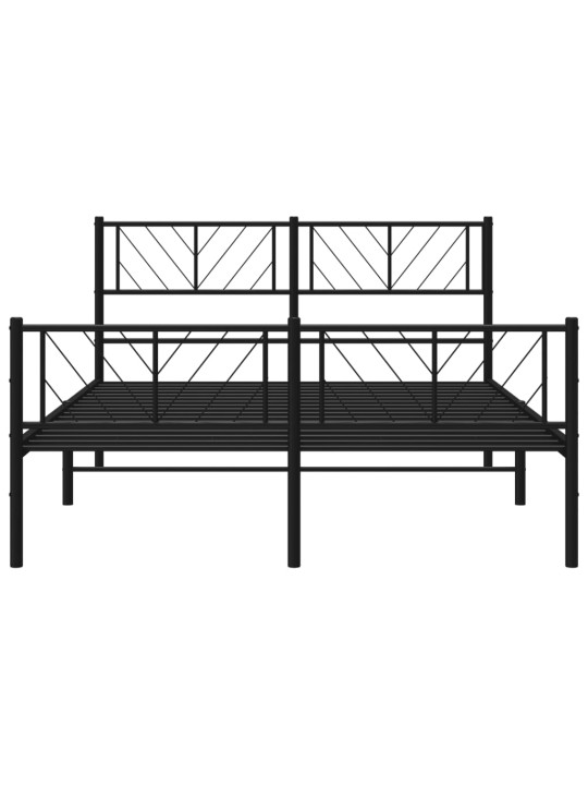 Gultas rāmis ar galvgali un kājgali, melns metāls, 140x200 cm