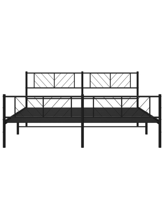 Gultas rāmis ar galvgali un kājgali, melns metāls, 183x213 cm