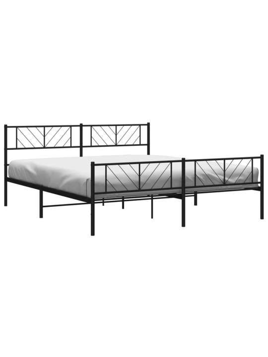 Gultas rāmis ar galvgali un kājgali, melns metāls, 200x200 cm