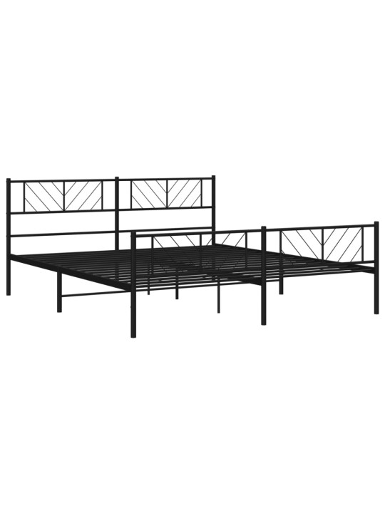 Gultas rāmis ar galvgali un kājgali, melns metāls, 200x200 cm