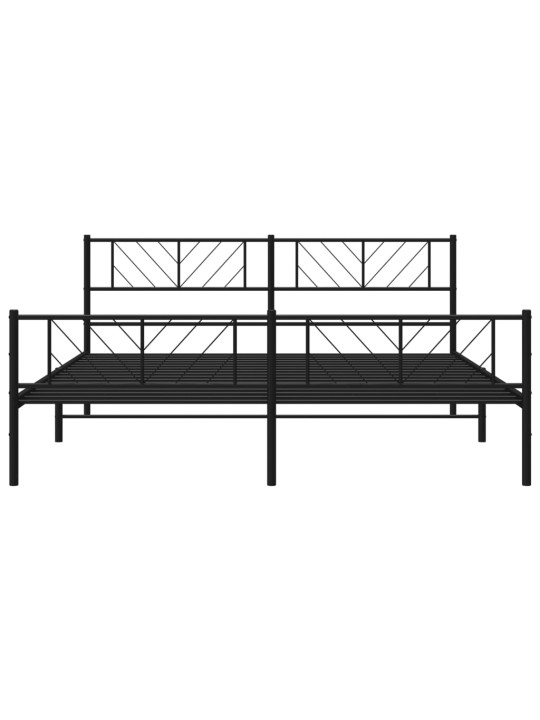Gultas rāmis ar galvgali un kājgali, melns metāls, 200x200 cm