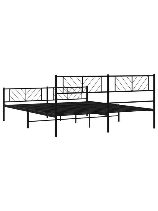 Gultas rāmis ar galvgali un kājgali, melns metāls, 200x200 cm