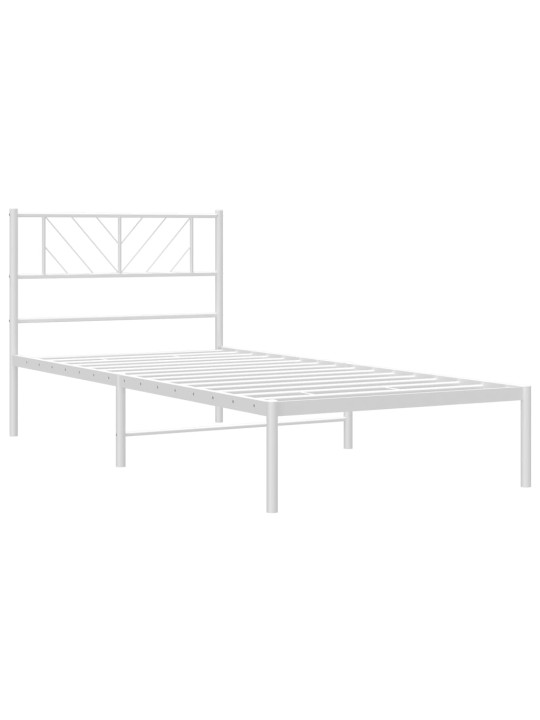 Gultas rāmis ar galvgali, balts metāls, 100x190 cm