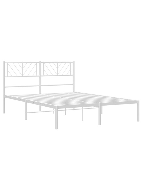 Gultas rāmis ar galvgali, balts metāls, 135x190 cm