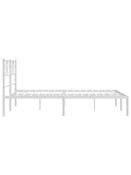 Gultas rāmis ar galvgali, balts metāls, 135x190 cm