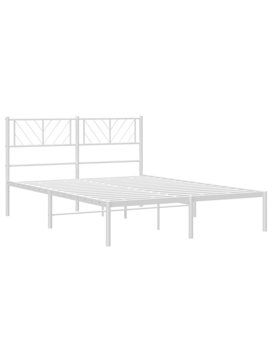 Gultas rāmis ar galvgali, balts metāls, 150x200 cm