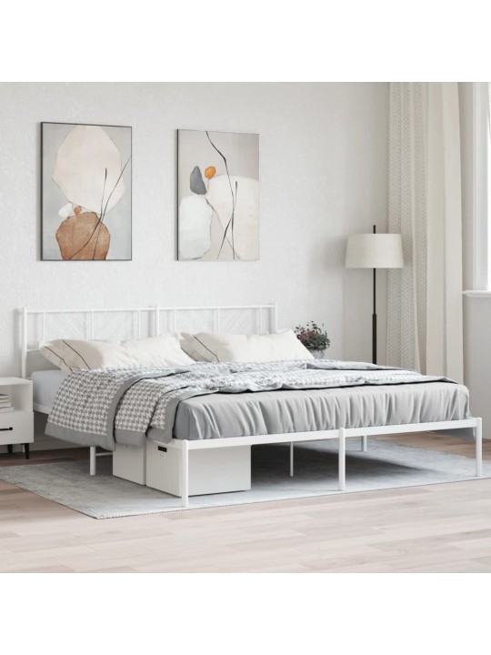 Gultas rāmis ar galvgali, balts metāls, 180x200 cm
