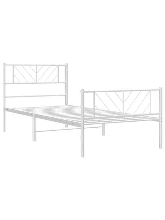 Gultas rāmis ar galvgali un kājgali, balts metāls, 75x190 cm