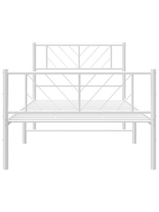 Gultas rāmis ar galvgali un kājgali, balts metāls, 75x190 cm