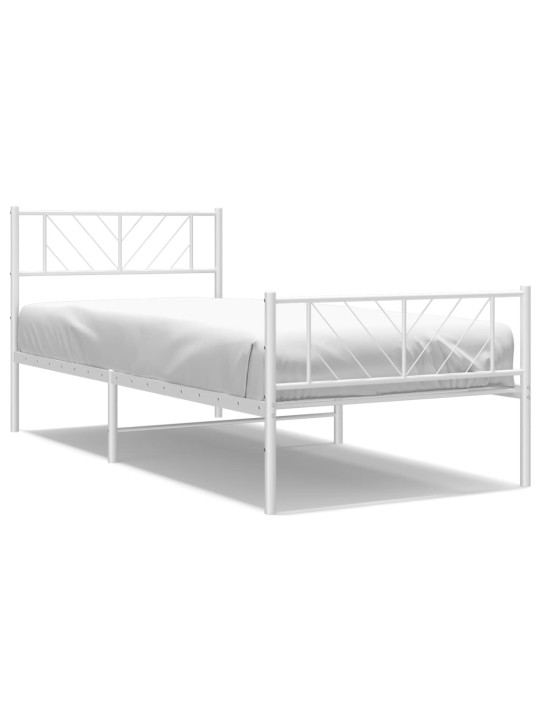 Gultas rāmis ar galvgali un kājgali, balts metāls, 80x200 cm
