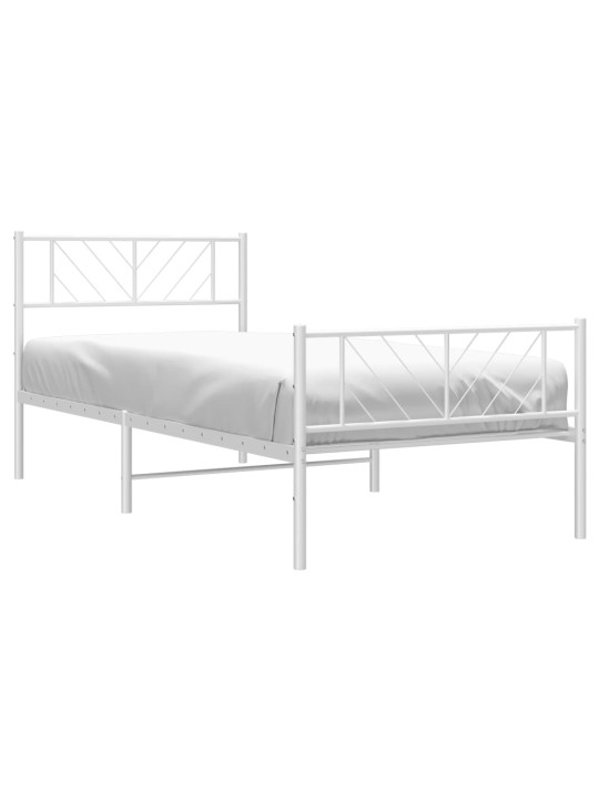 Gultas rāmis ar galvgali un kājgali, balts metāls, 80x200 cm